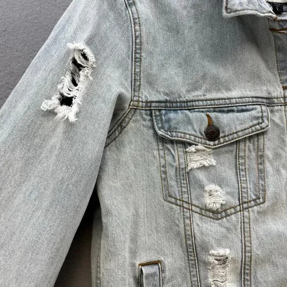 Ashley Vintage Charm Jean Jacket Women's Large Light Blue Distressed Western - Picture 6 of 11
